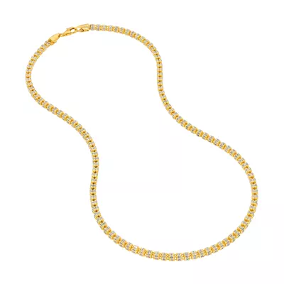Two-Tone Double Row Diamond-Cut Bead Necklace (22 in)