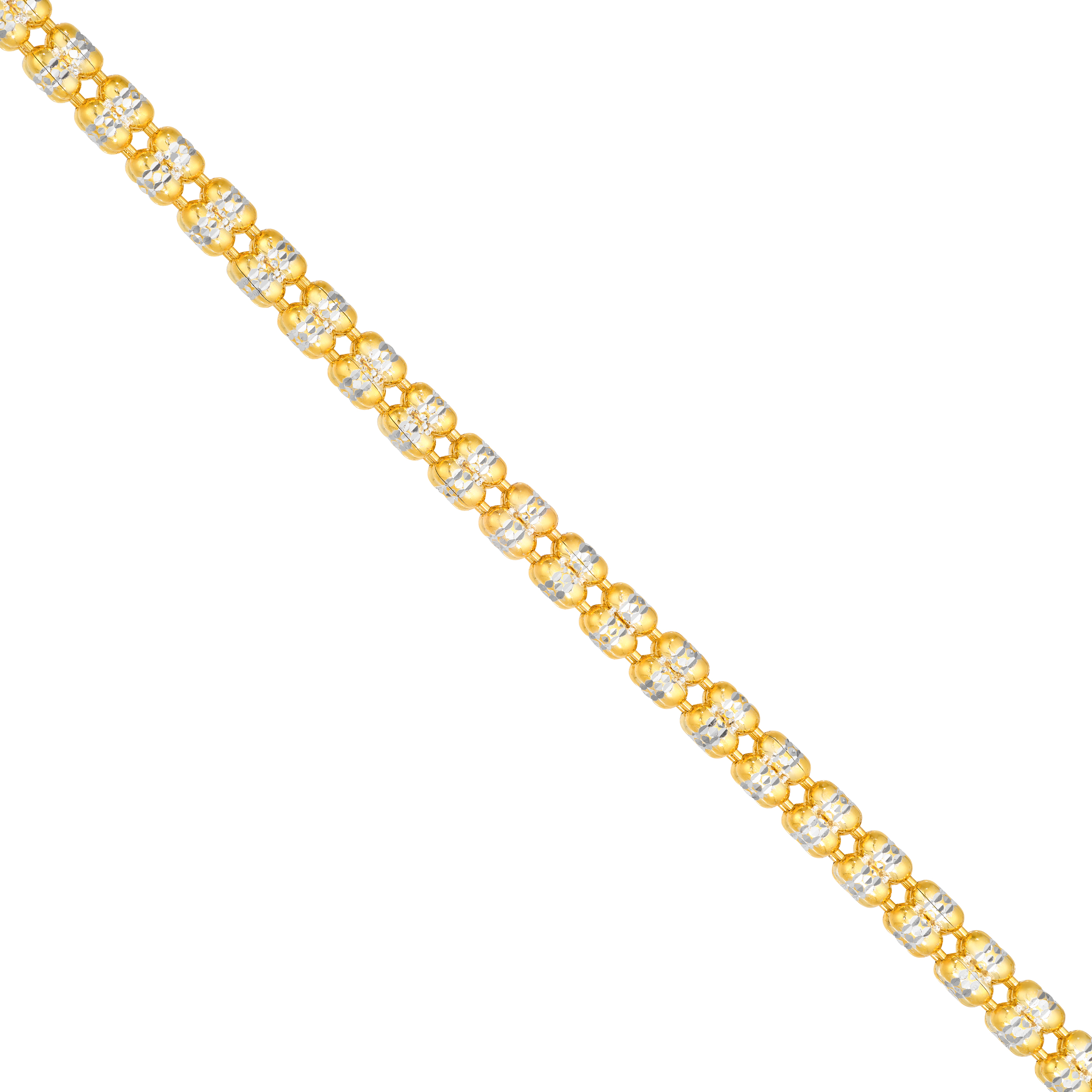 Two-Tone Double Row Diamond-Cut Bead Necklace (24 in)