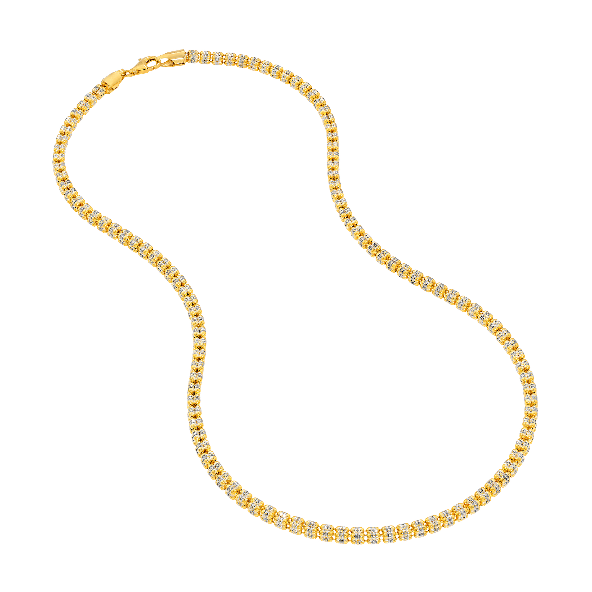 Two-Tone Double Row Diamond-Cut Bead Necklace (24 in)