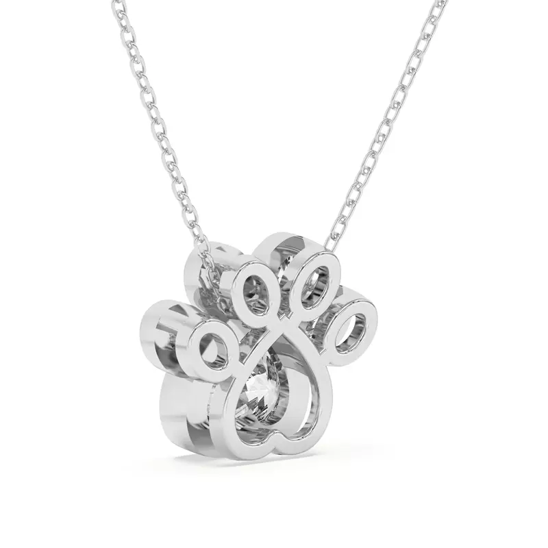 14K White Gold Bella Paw Lab Pendant (1 ct. tw.)