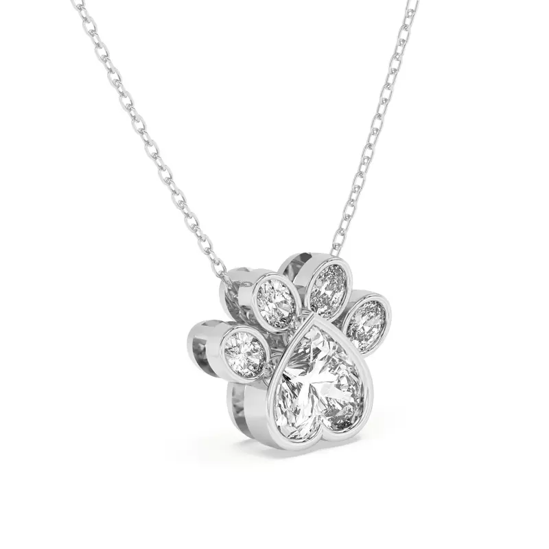 14K White Gold Bella Paw Lab Pendant (1 ct. tw.)
