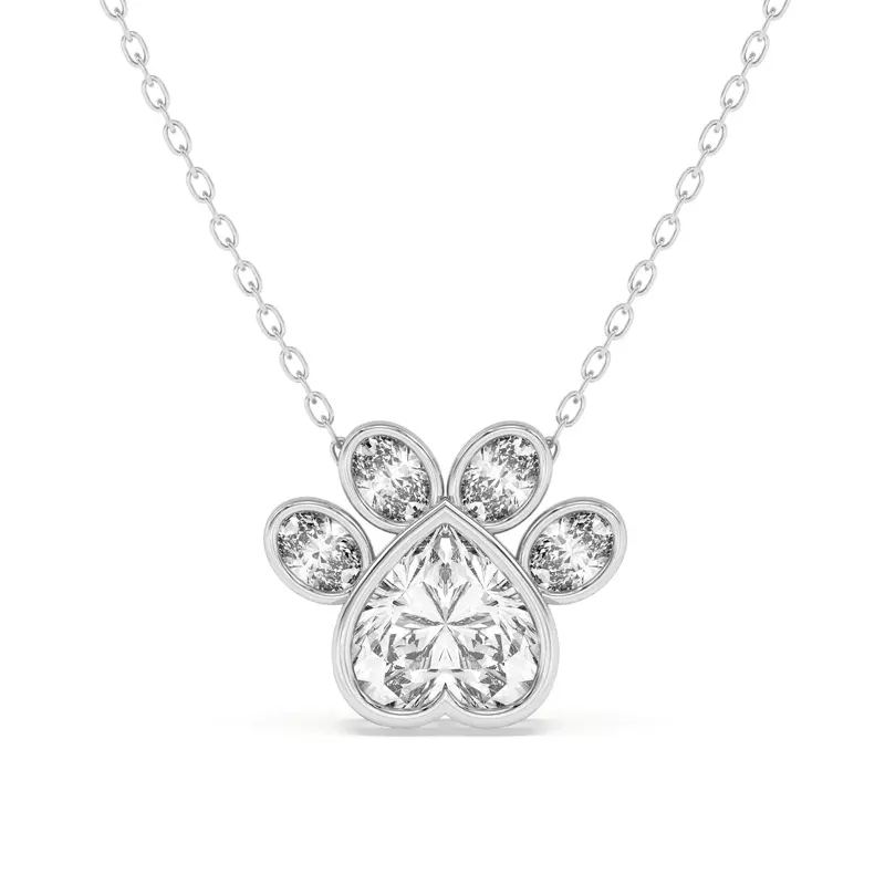 14K White Gold Bella Paw Lab Pendant (1 ct. tw.)