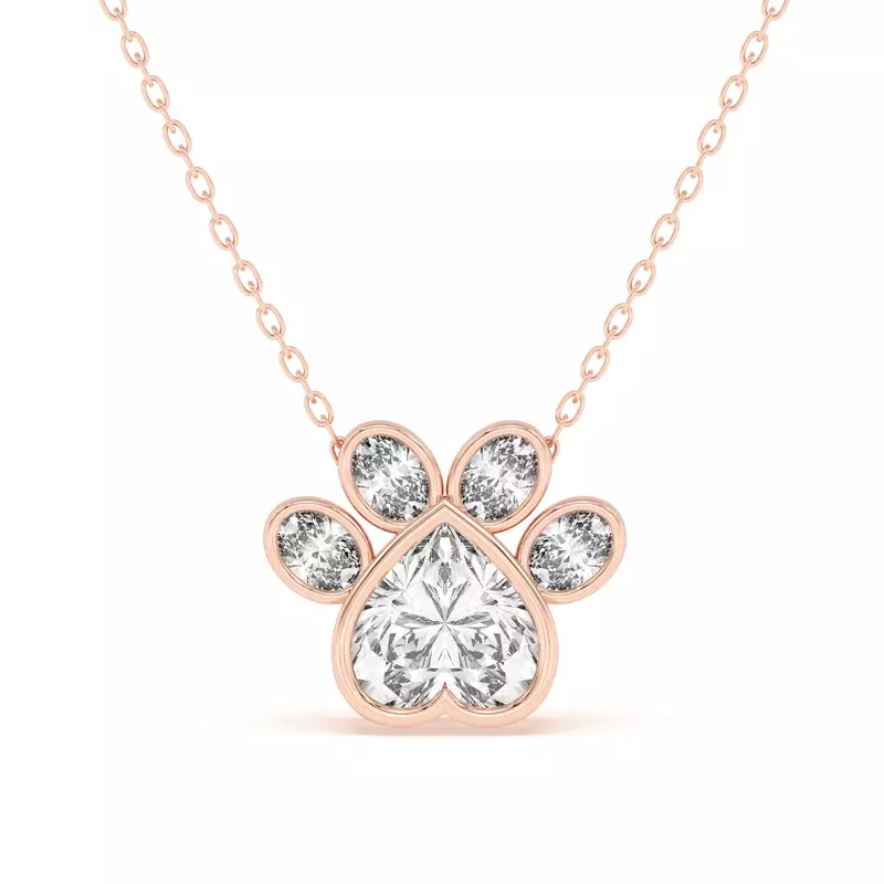 18K Rose Gold Bella Paw Lab Necklace (2 ct. tw.)