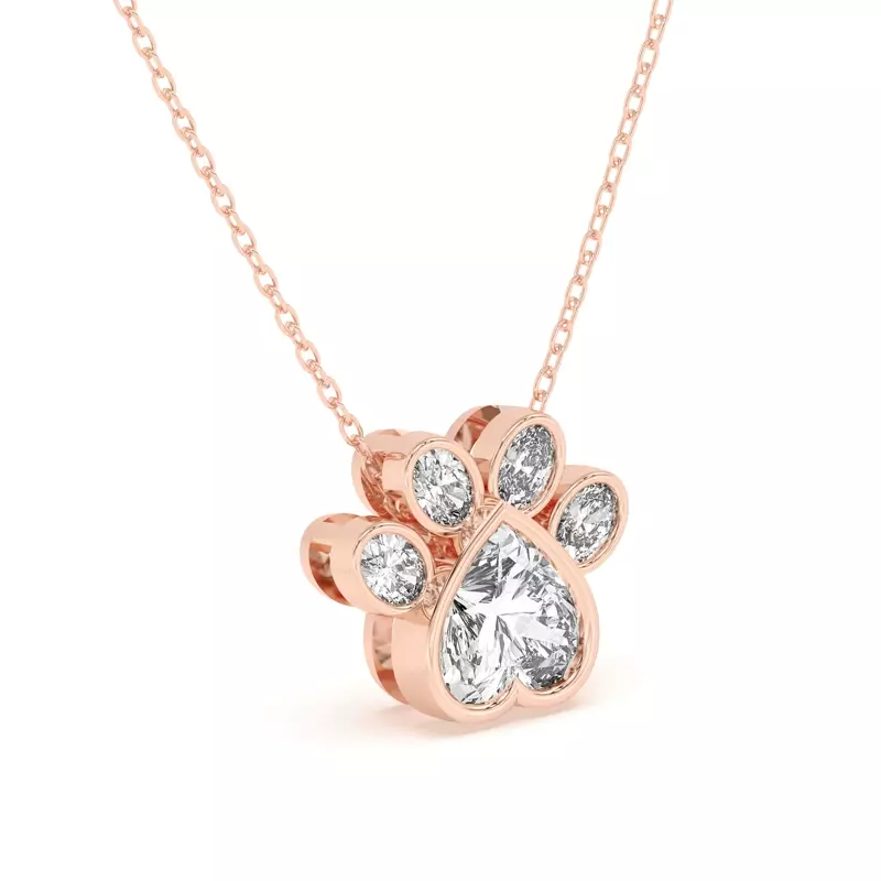 18K Rose Gold Bella Paw Lab Necklace (2 ct. tw.)