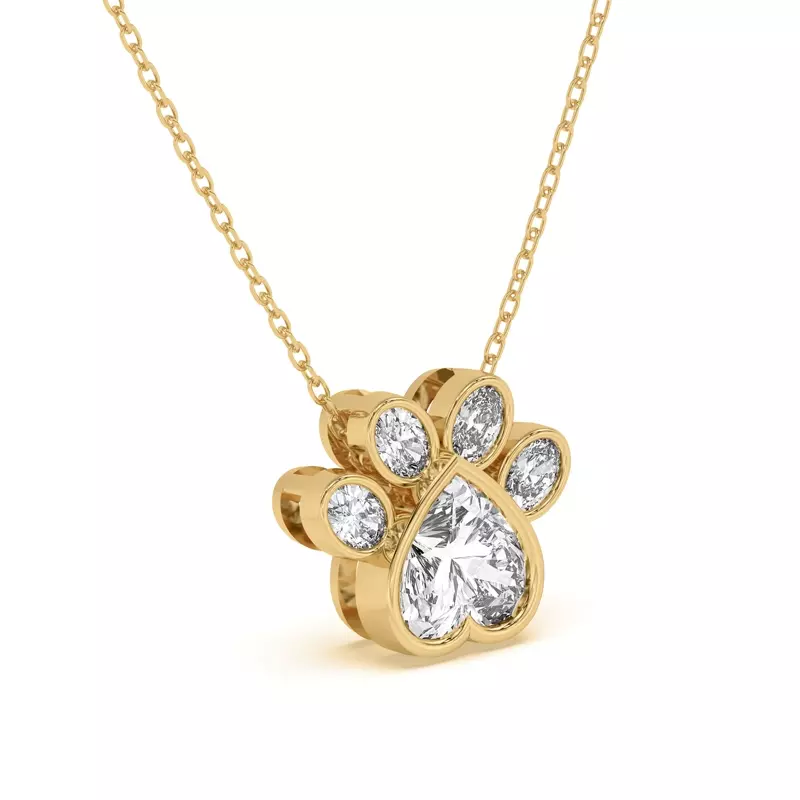 18K Yellow Gold Bella Paw Lab Necklace (2 ct. tw.)