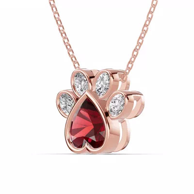 Bella Paw Garnet & Lab Diamond Necklace