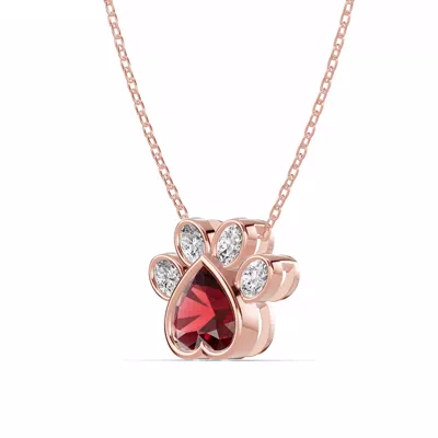 Bella Paw Garnet & Diamond Necklace