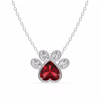 Bella Paw Garnet & Lab Diamond Necklace