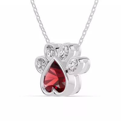 Bella Paw Garnet & Lab Diamond Necklace