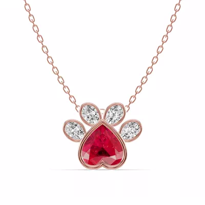 Bella Paw Ruby & Lab Diamond Necklace
