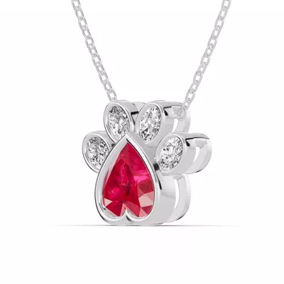 Bella Paw Ruby & Lab Diamond Necklace