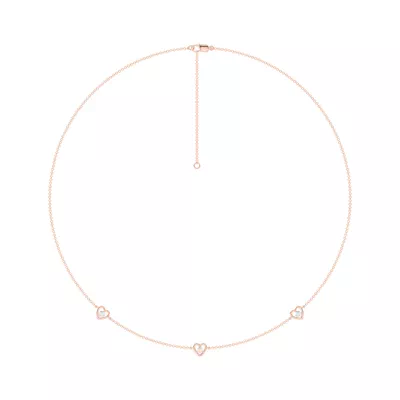Heart Embrace Lab Diamond Three-Station Necklace