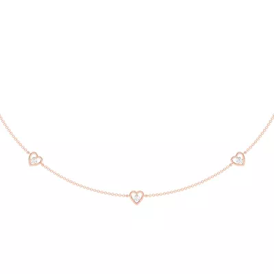 Heart Embrace Lab Diamond Three-Station Necklace