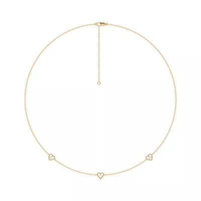 Heart Embrace Lab Diamond Three-Station Necklace