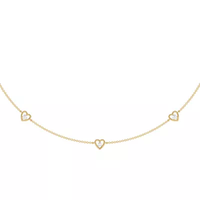 Heart Embrace Lab Diamond Three-Station Necklace