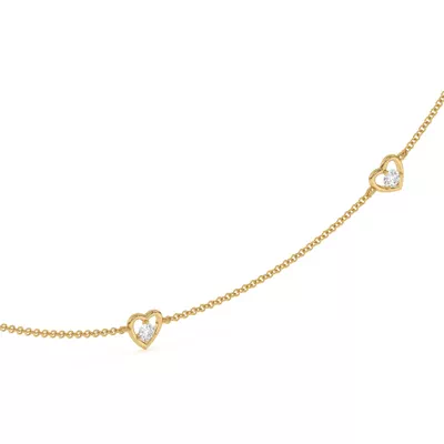 Heart Embrace Lab Diamond Three-Station Necklace
