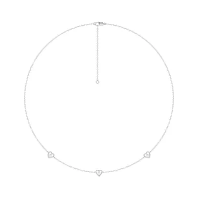 Heart Embrace Lab Diamond Three-Station Necklace