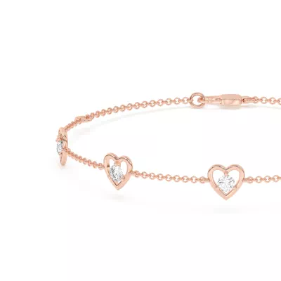 Heart Embrace Lab Diamond Five-Station Bracelet