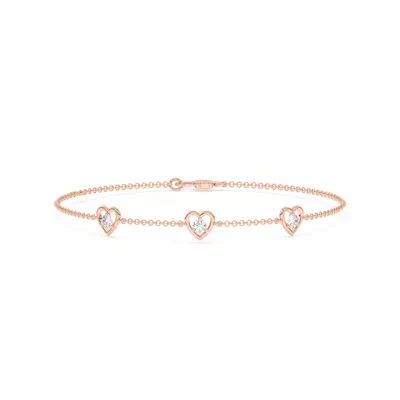 Heart Embrace Lab Diamond Three-Station Bracelet