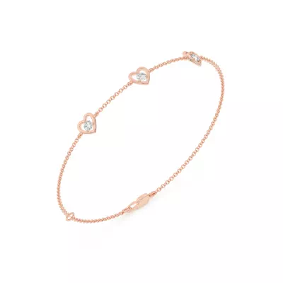 Heart Embrace Lab Diamond Three-Station Bracelet