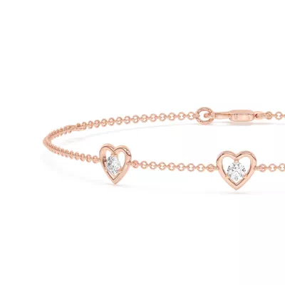 Heart Embrace Lab Diamond Three-Station Bracelet