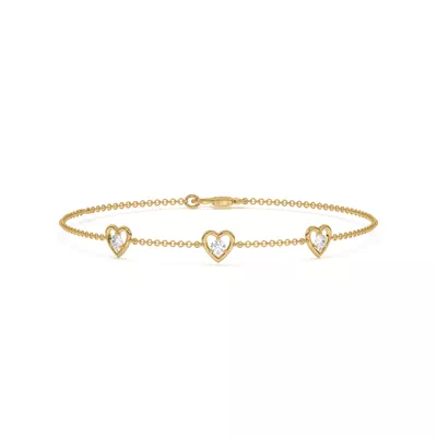 Heart Embrace Lab Diamond Three-Station Bracelet