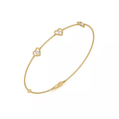 Heart Embrace Lab Diamond Three-Station Bracelet