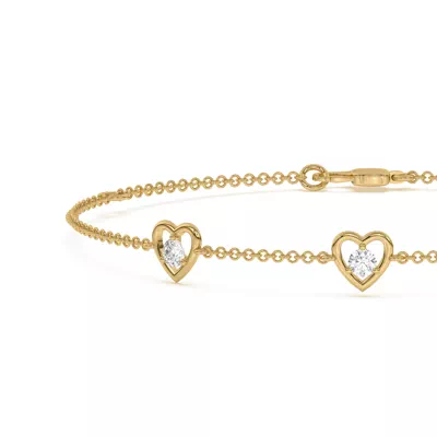 Heart Embrace Lab Diamond Three-Station Bracelet