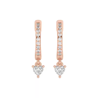 Heart Lab Diamond Drop Huggie Earrings