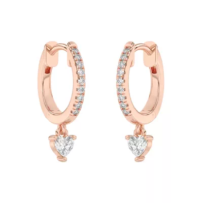 Heart Lab Diamond Drop Huggie Earrings
