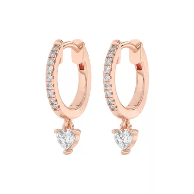 Heart Lab Diamond Drop Huggie Earrings