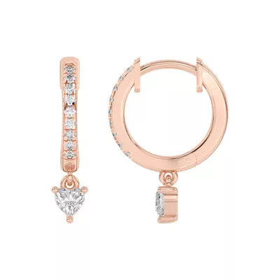 Heart Lab Diamond Drop Huggie Earrings