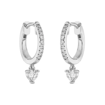 Heart Lab Diamond Drop Huggie Earrings