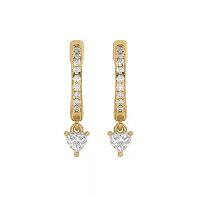 Heart Lab Diamond Drop Huggie Earrings