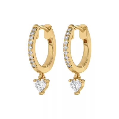 Heart Lab Diamond Drop Huggie Earrings
