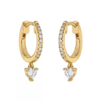Heart Lab Diamond Drop Huggie Earrings