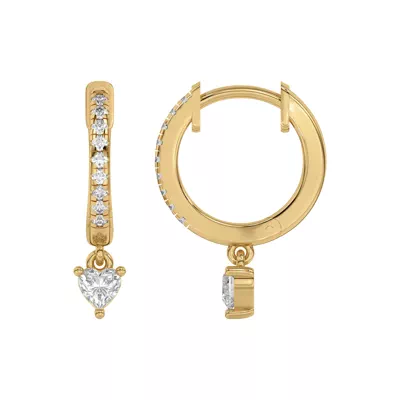 Heart Lab Diamond Drop Huggie Earrings