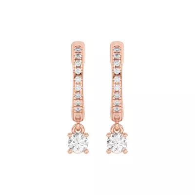 Round Lab Diamond Drop Huggie Earrings