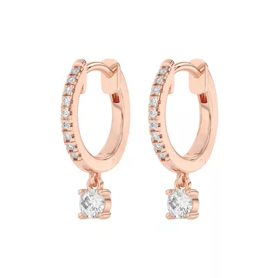 Round Lab Diamond Drop Huggie Earrings