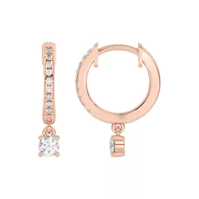 Round Lab Diamond Drop Huggie Earrings