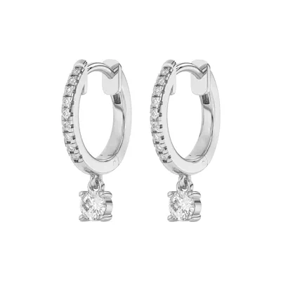 Round Lab Diamond Drop Huggie Earrings