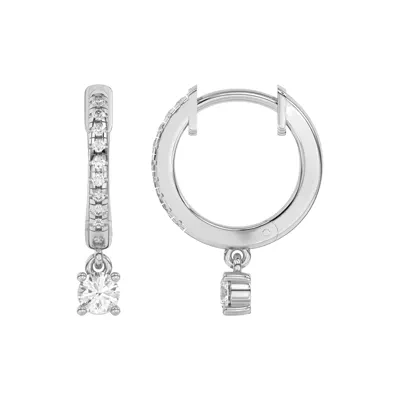 Round Lab Diamond Drop Huggie Earrings
