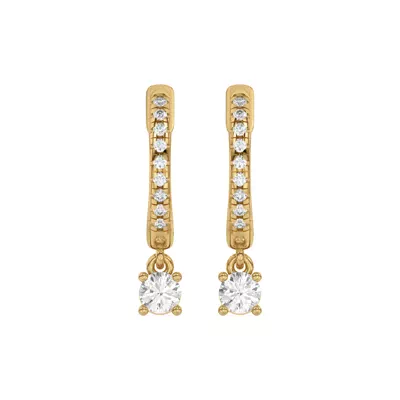 Round Lab Diamond Drop Huggie Earrings