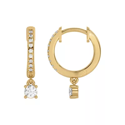 Round Lab Diamond Drop Huggie Earrings