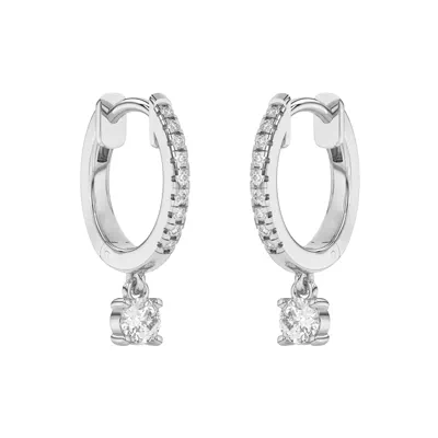 Round Lab Diamond Drop Huggie Earrings