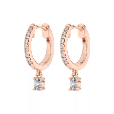 Oval Lab Diamond Drop Huggie Earrings