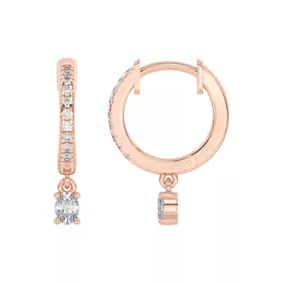 Oval Lab Diamond Drop Huggie Earrings