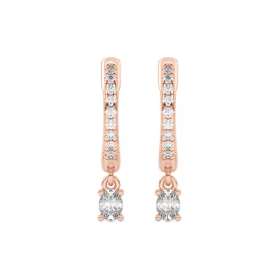 Oval Lab Diamond Drop Huggie Earrings