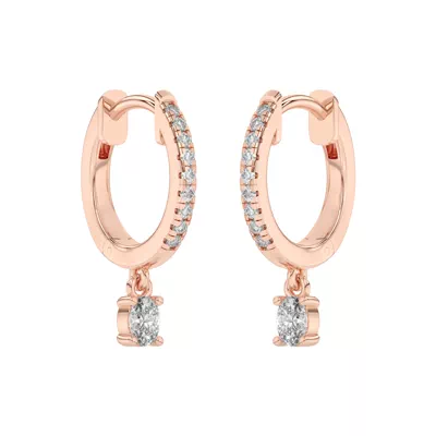 Oval Lab Diamond Drop Huggie Earrings