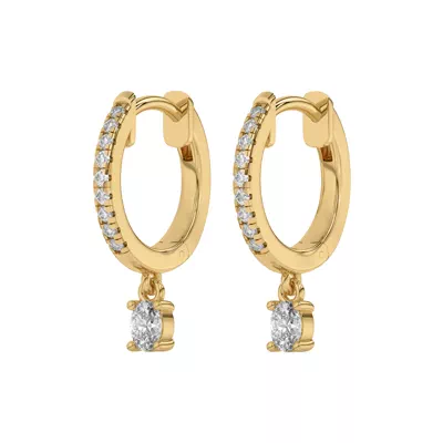 Oval Lab Diamond Drop Huggie Earrings